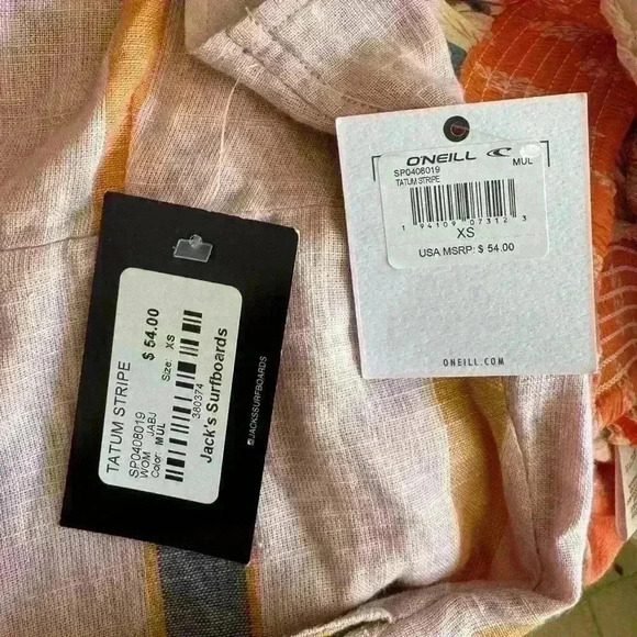 O'Neill Tatum Blush Pink Striped Tie Front Romper Lulus Pockets Size XS - Picture 10 of 11